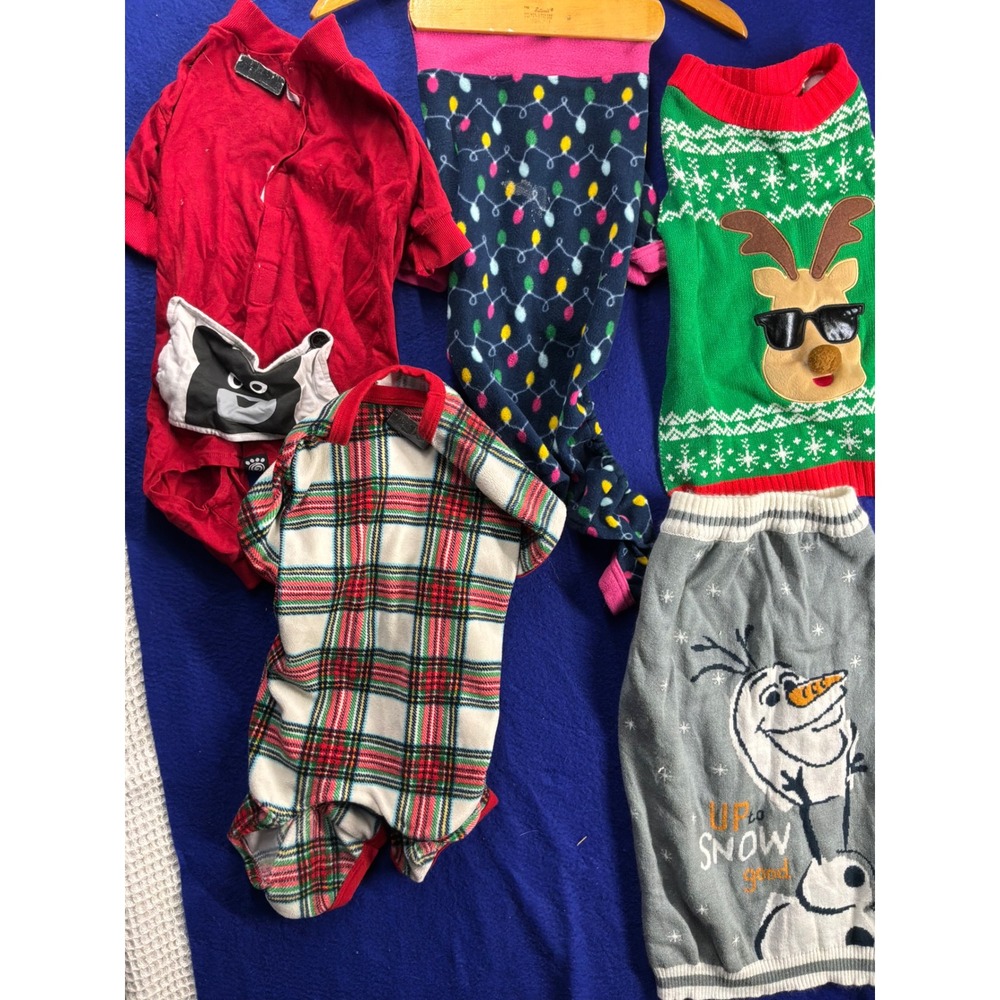 Holiday Christmas Dog Clothes Bundle Chewy Disney Sweaters Pajamas Multi Color